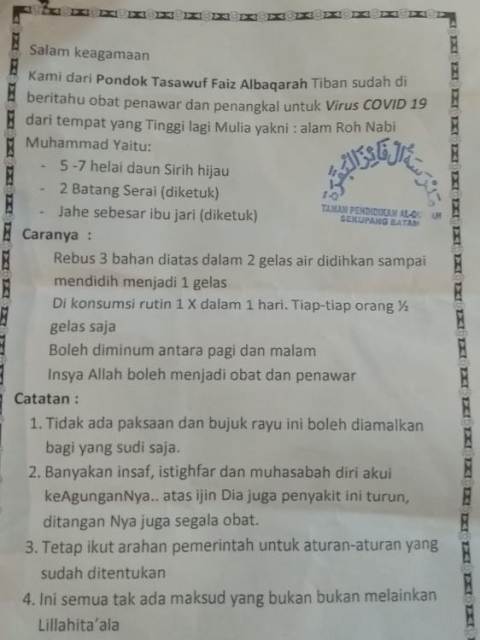 obat corona madrasah faiz al baqarah